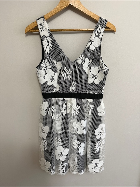 Alya Dresses & Skirts - Alya Black Dress with White Floral Lace Overlay